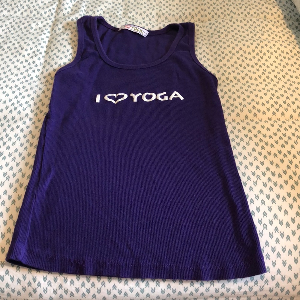 I Love Yoga Ribbed Crop Tank Top in Purple!
